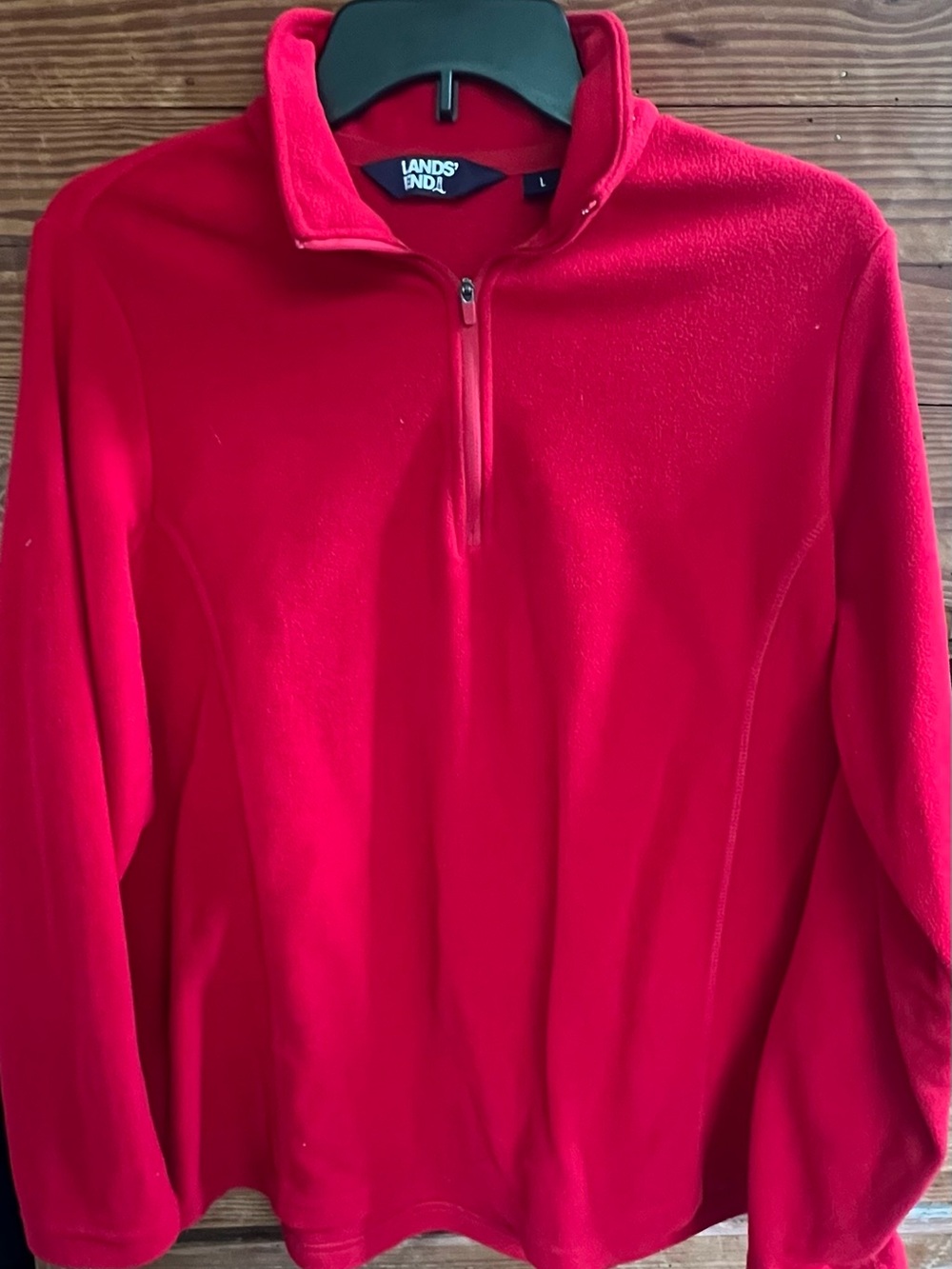 Lands' End Women’s Red Quarter-Zip Fleece Pullover